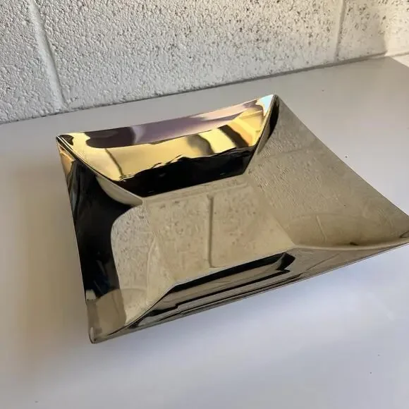 Sambonet Linea Q Polished Stainless Steel Square Fruit Bowl Made In Italy